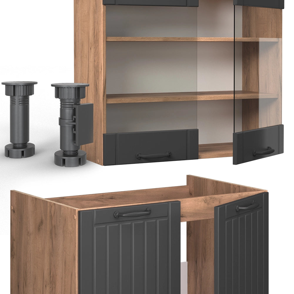 Vicco Cucina componibile Grigio scuro 235 cm senza piano di lavoro