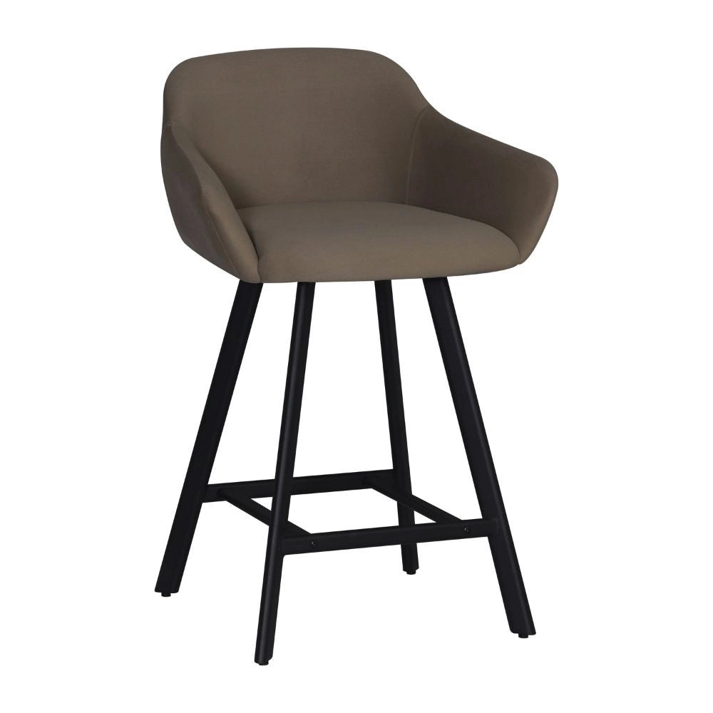 Sgabello Mey tortora con seduta imbottita e gambe in metallo nero – Eleganza e comfort per la zona snack