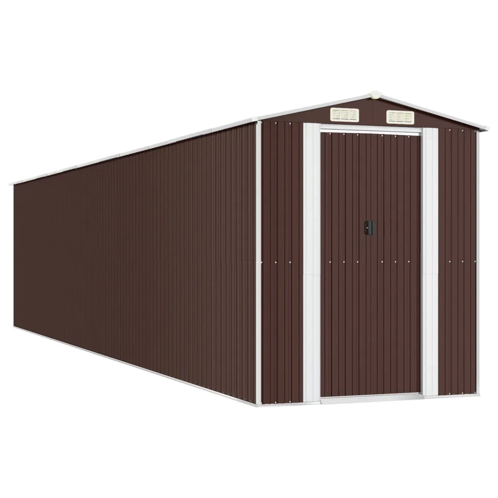 Capanno da Giardino Marrone Scuro 192x938x223cm Acciaio Zincato 3147469