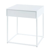 Tavolino con cassetto acciaio 50 x 43 x 41 cm bianco opaco 03_0010946