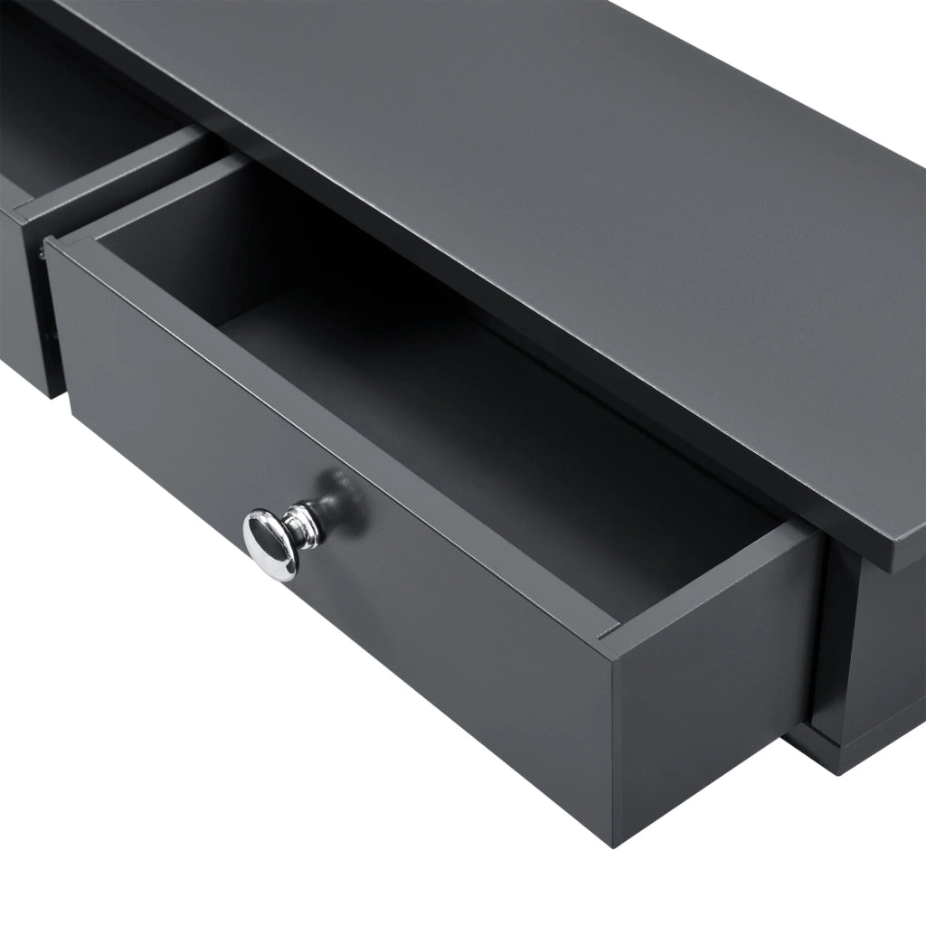 Elegante mensola da parete con 2 cassetti contenitore in MDF 60 cm grigio scuro 03_0005193