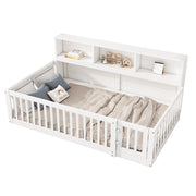 Letto a Divano 90×200 cm; letto singolo con vani portaoggetti; sponda di sicurezza; senza materasso; in pino e MDF; bianco