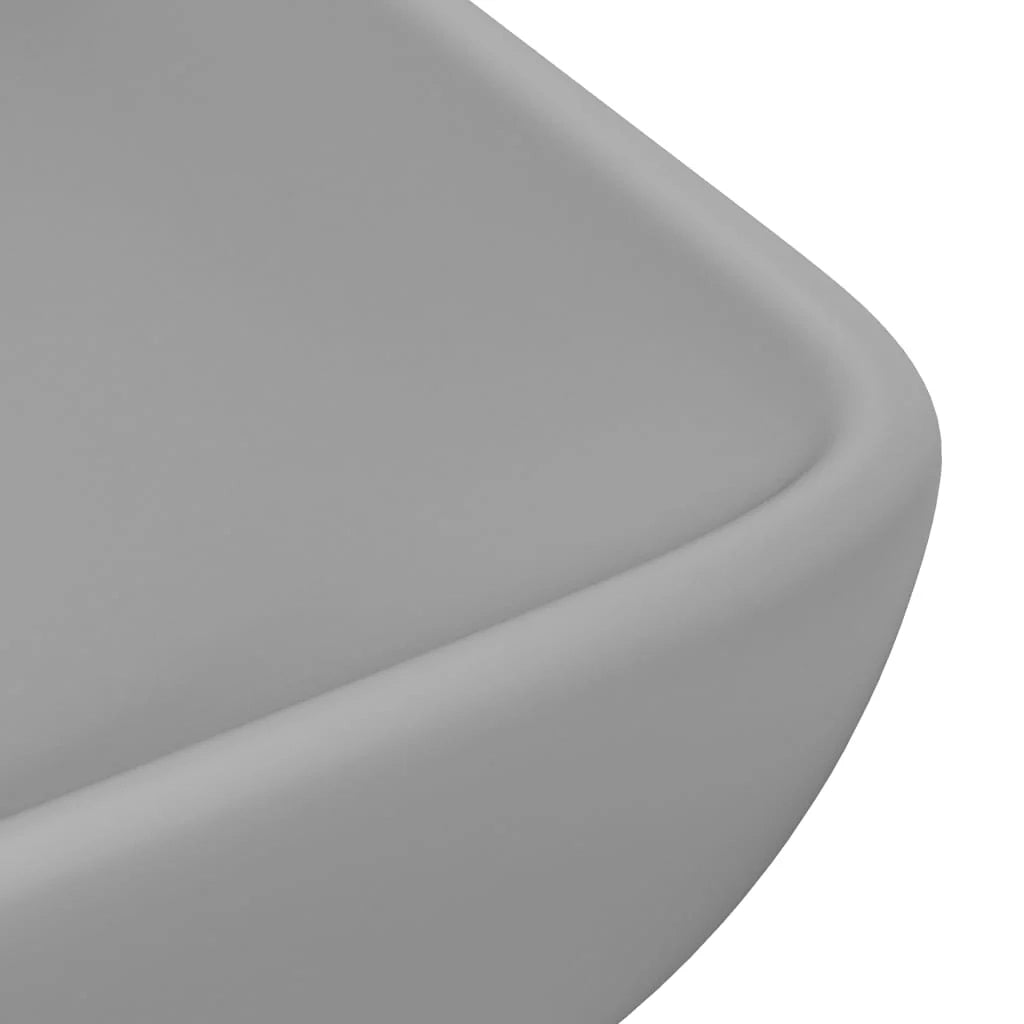 Lavabo da bagno rettangolare di lusso 71 x 38 cm in ceramica grigio chiaro opaco 02_0002702