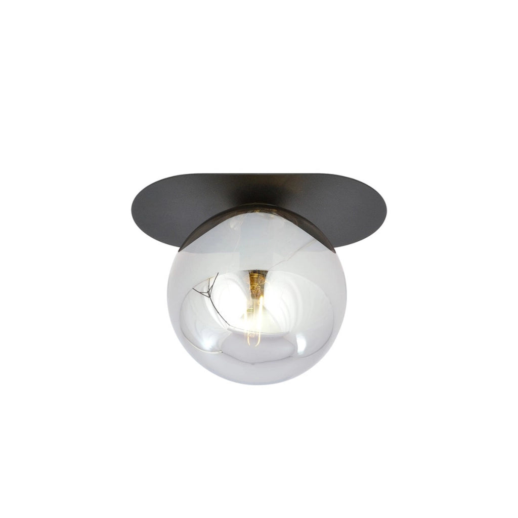 Lampada da soffitto Plaza in acciaio nero e vetro grafite