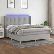 Letto a Molle Materasso e LED Grigio Chiaro 160x200 cm Tessuto cod mxl 58056