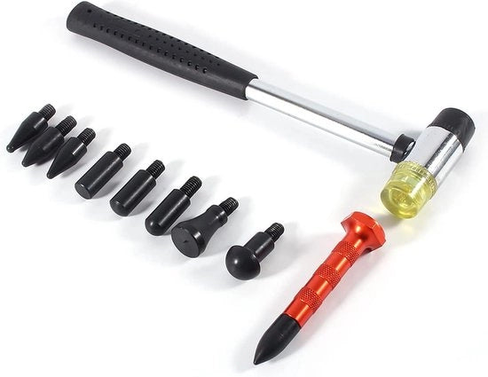 Kit per rimozione di denti e graffi 9 teste martello per abbassamento strumento di rimozione di denti set per il riparare di debolezze.