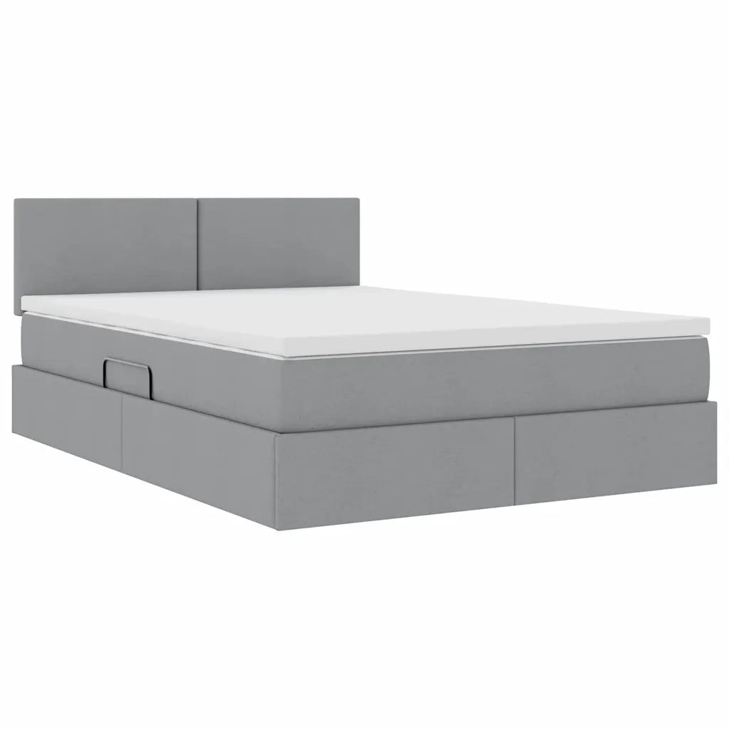 Letto con contenitore LED e materasso Grigio Chiaro