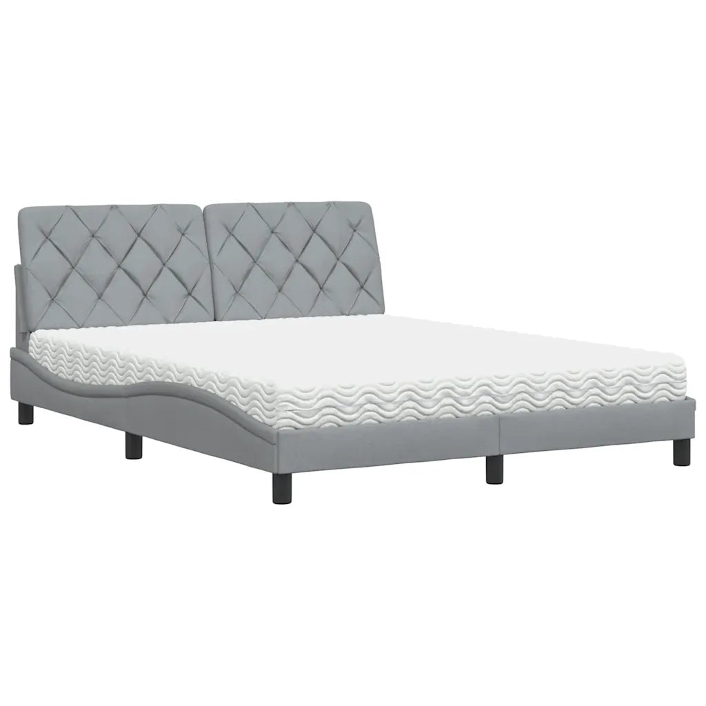Letto con Materasso Grigio Chiaro160x200 cm Tessuto