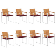 Sedie da Giardino con Cuscini 8 pz in Legno Massello di Acacia cod mxl 76312