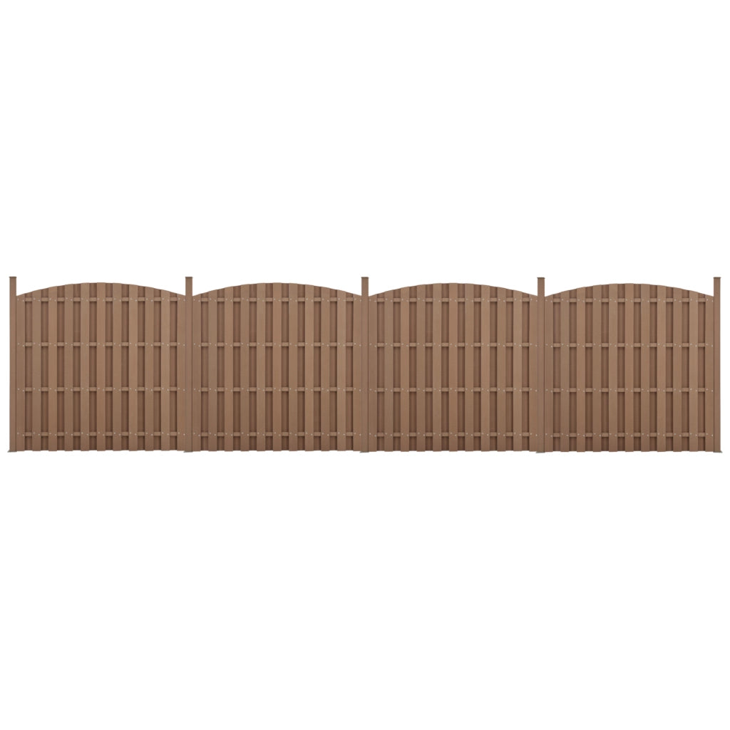 Set di 4 Pannelli Steccato ad Arco con Doghe in WPC e Base in Acciaio (AxL)185x747 cm - Marrone NEU.HOLZ