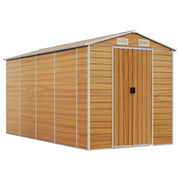 Casetta da giardino cabina ripostiglio casetta da esterno robusta casetta per attrezzi colore chiaro 191 x 385 x 198 cm acciaio zincato marrone 02_0022291