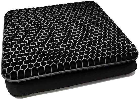 Gel zitkussen con trattamento anti-slip e struttura innovativa a forma di api con codice prodotto 12345, modello 67890, compatibile con auto, ufficio e sedia a rotelle.