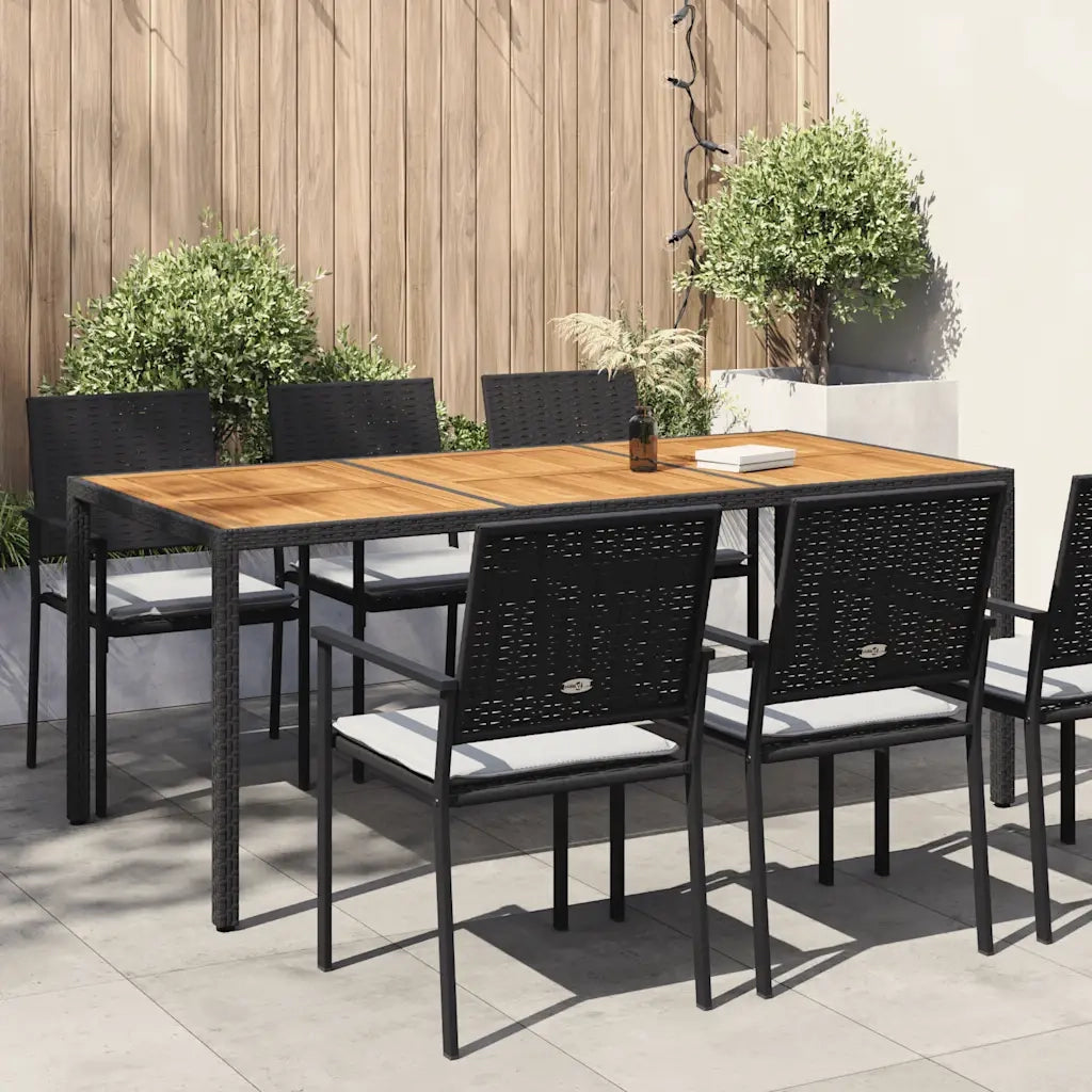 Tavolo da Giardino 190x90x75 cm Polyrattan Legno di Acacia Nero cod mxl 57270