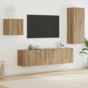 Mobile TV 4 pz Rovere artigianale Legno ingegnerizzato 3402765