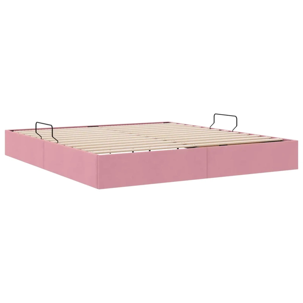 Letto ottomano con archiviazione Rosa 180 x 200 cm Velluto