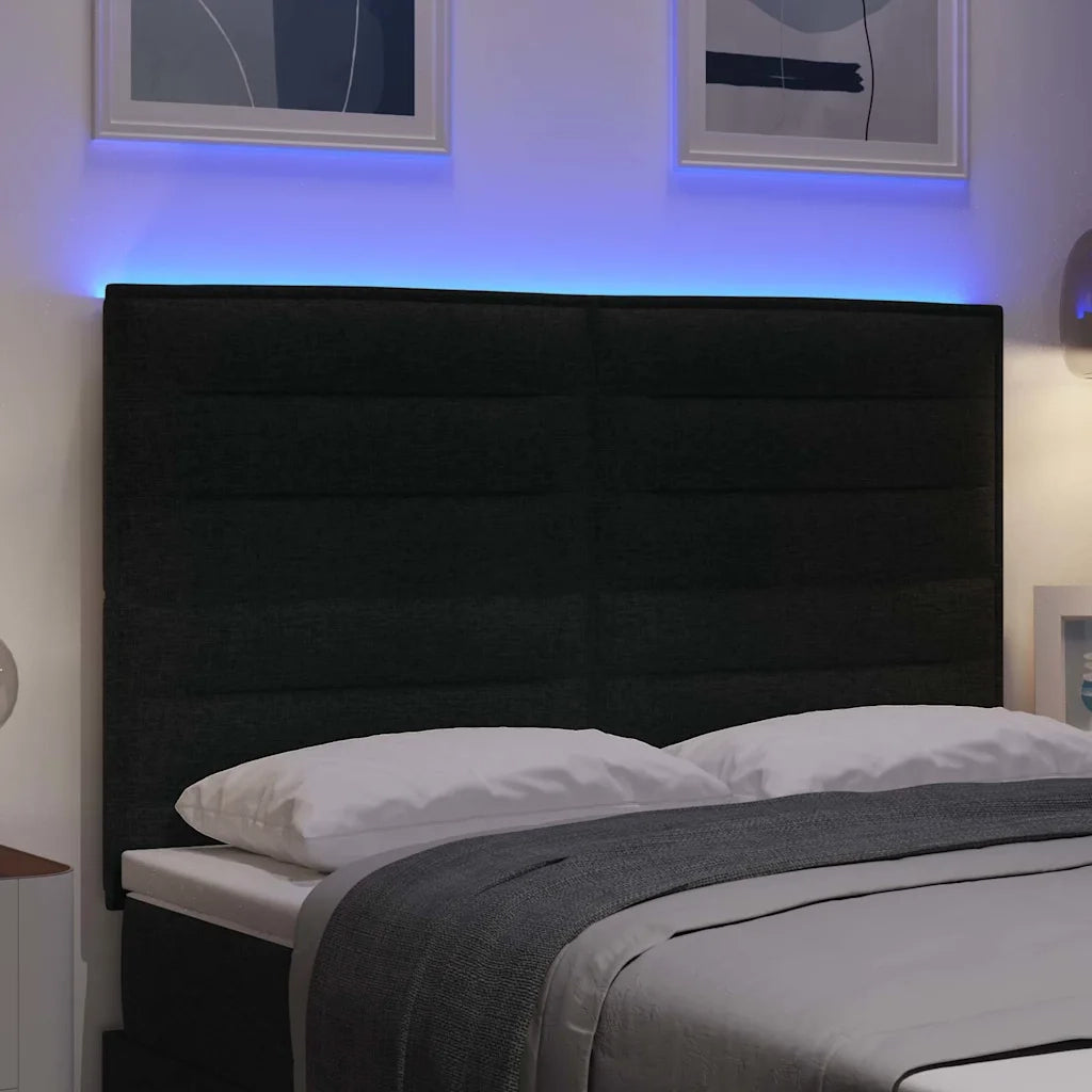Testiera | Testata LED con strisce LED con Testiera | Testata Nero 144 cm Tessuto