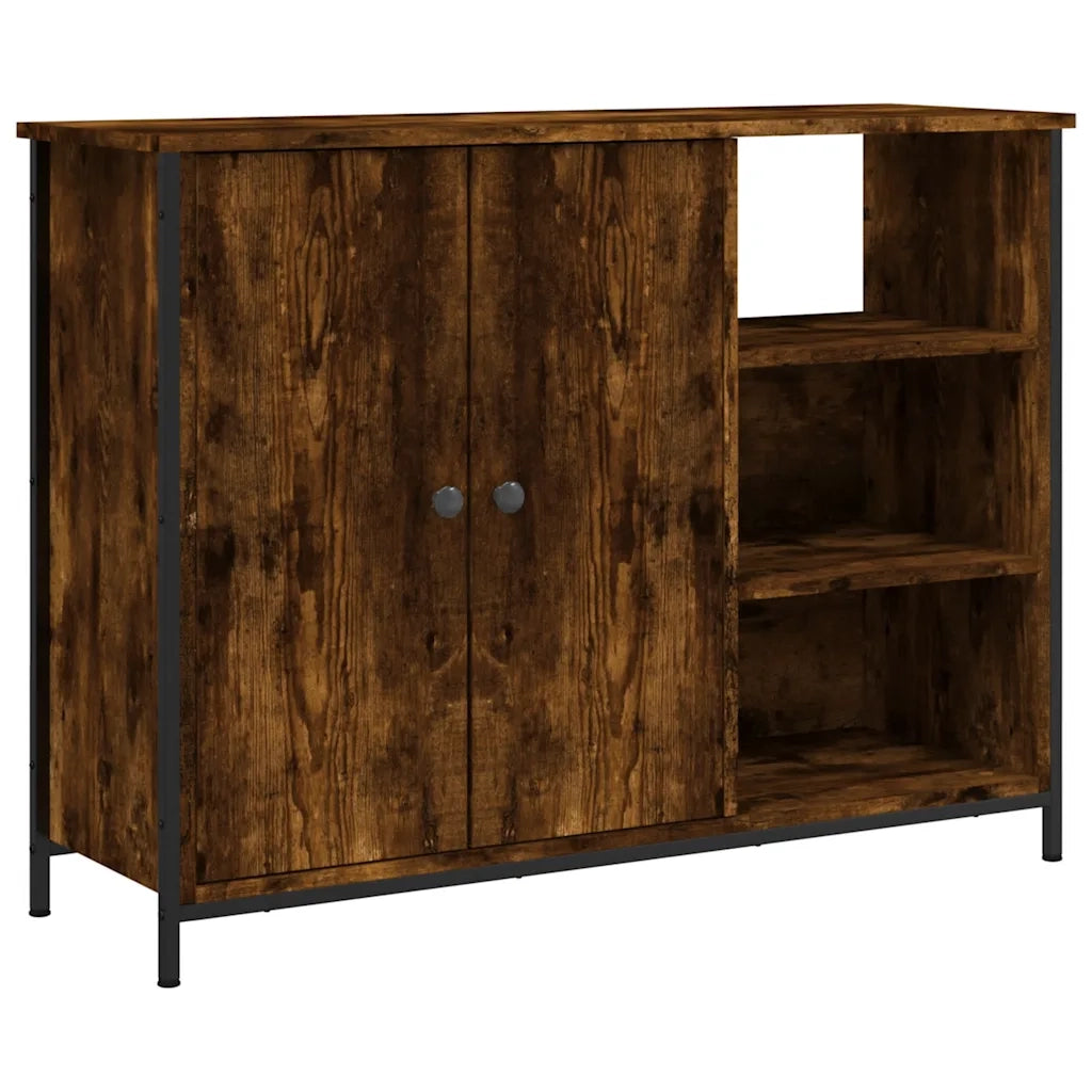 Credenza Rovere Fumo 100x33x75 cm in Legno Multistrato 835551