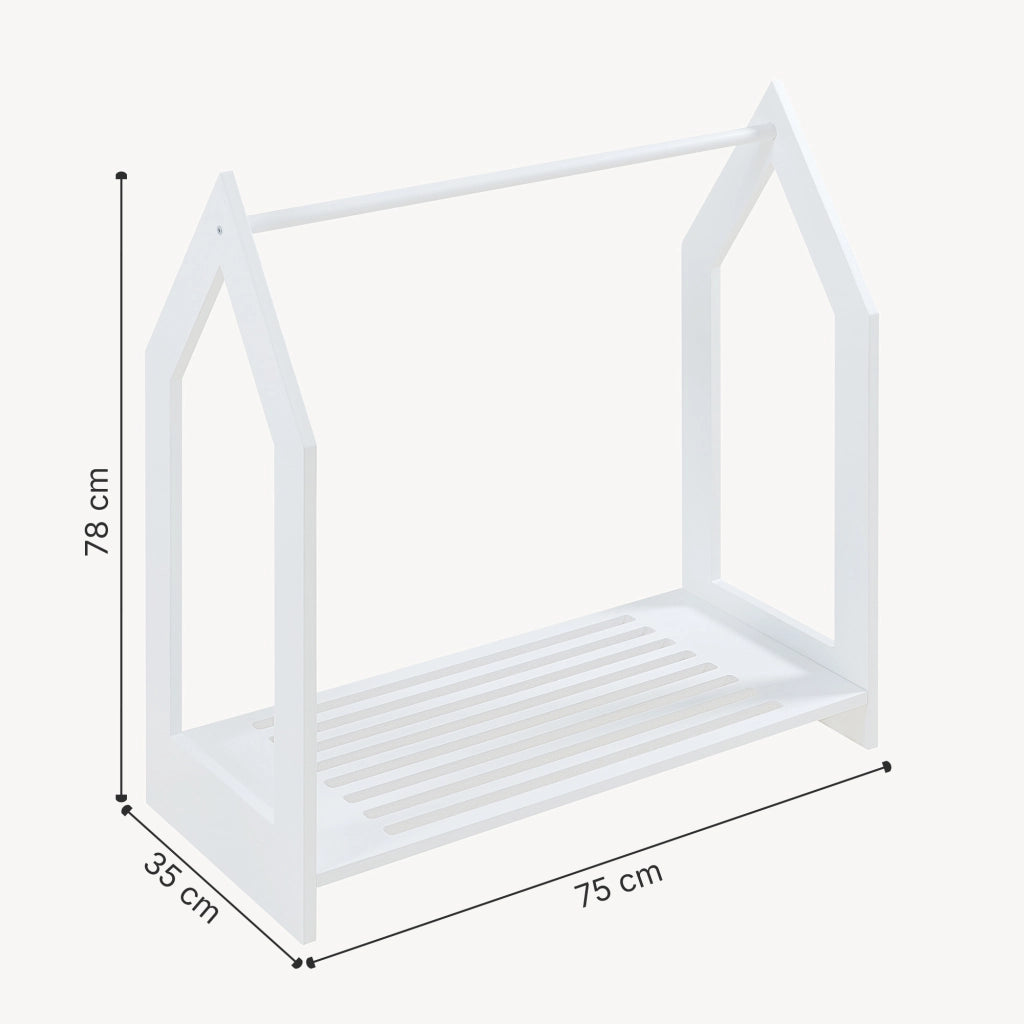 Appendiabiti Langeskov a Forma di Casetta Porta Abiti per Bambini 78x75x35 cm Bianco [en.casa]