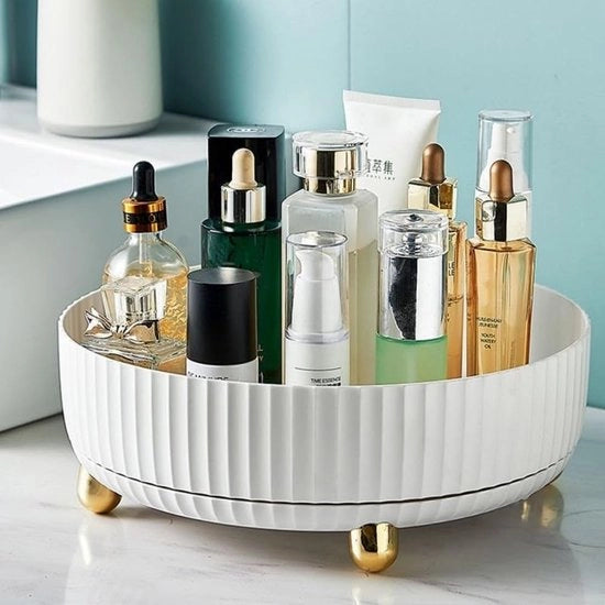 Organizzatore di trucco rotante - 360° girevole - Adatto per la cura della pelle - 1 pezzo - Bianco