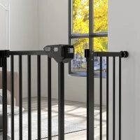 Cancellino per Cani Regolabile con Chiusura Automatica, in Acciaio e Plastica, 74-100x77 cm Nero