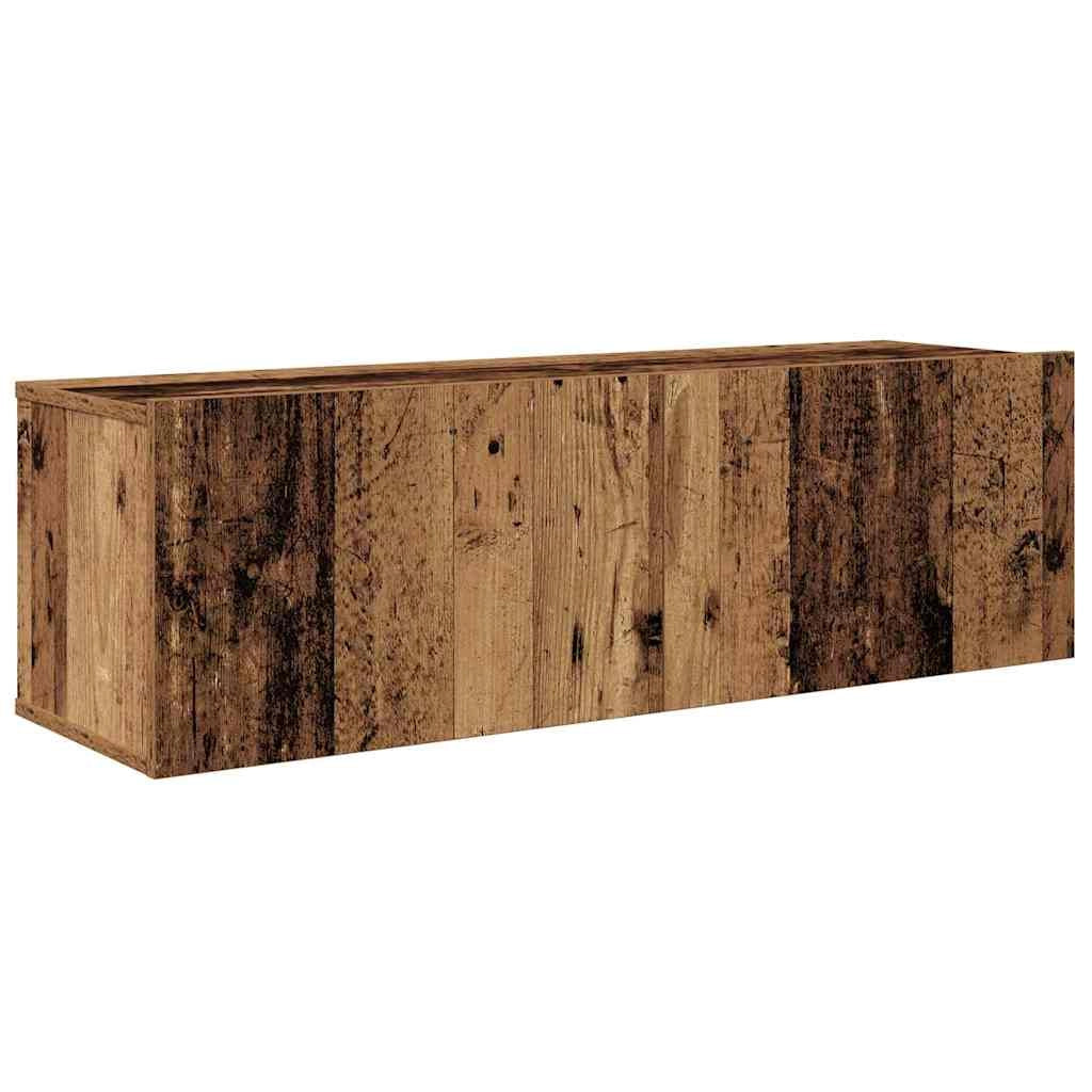 Mobile TV moderno da parete composto da 4 elementi 200 x 30 x 30 cm con pratici ripiani design minimalista legno composito finitura legno anticato 02_0056024