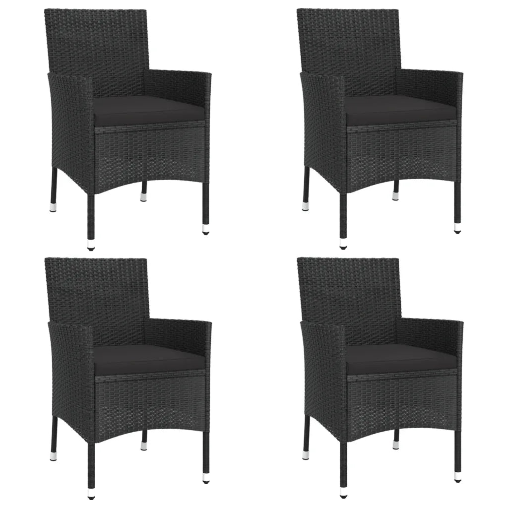 Set da Pranzo da Giardino 5 pz Nero con Cuscini in Polyrattan 3187326