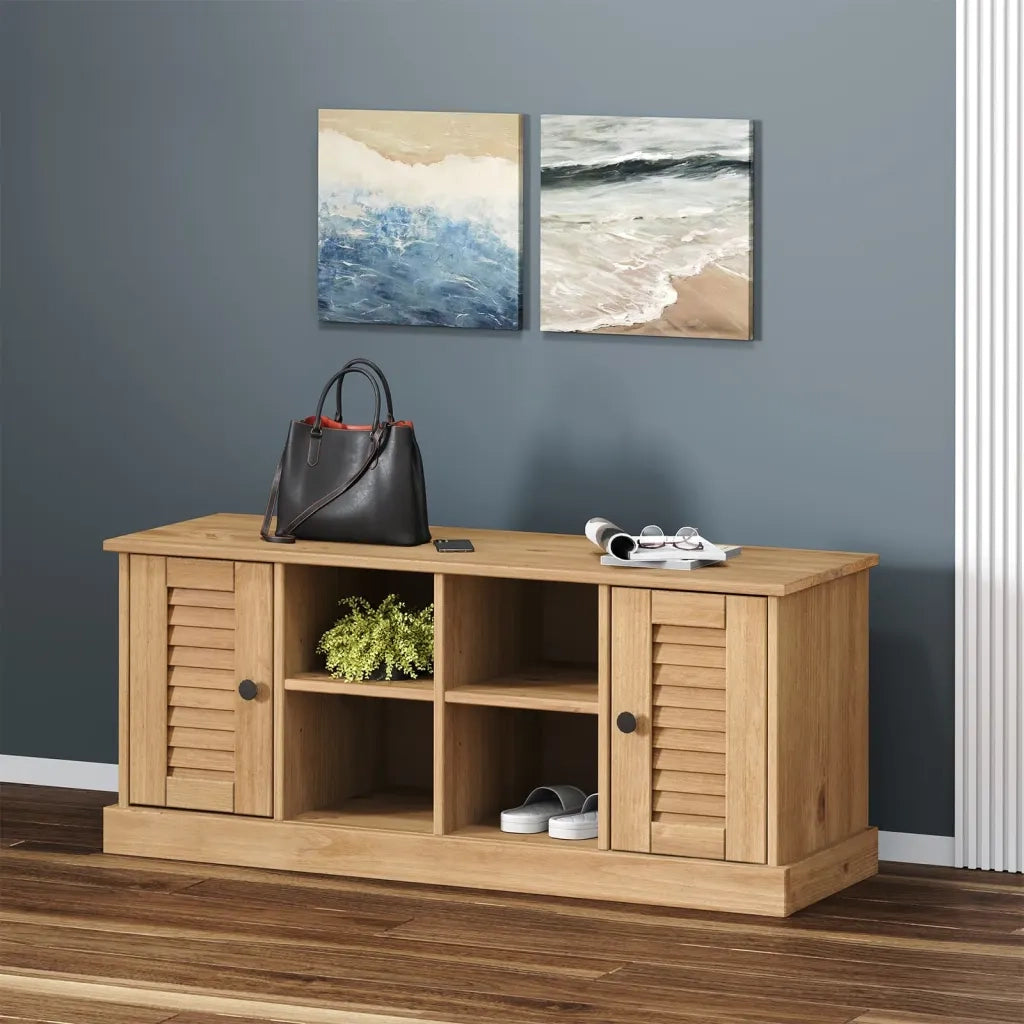 Panca Porta Scarpe-Sgabello-Panca Scarpiera VIGO 106x35x45 cm in Legno Massello di Pino