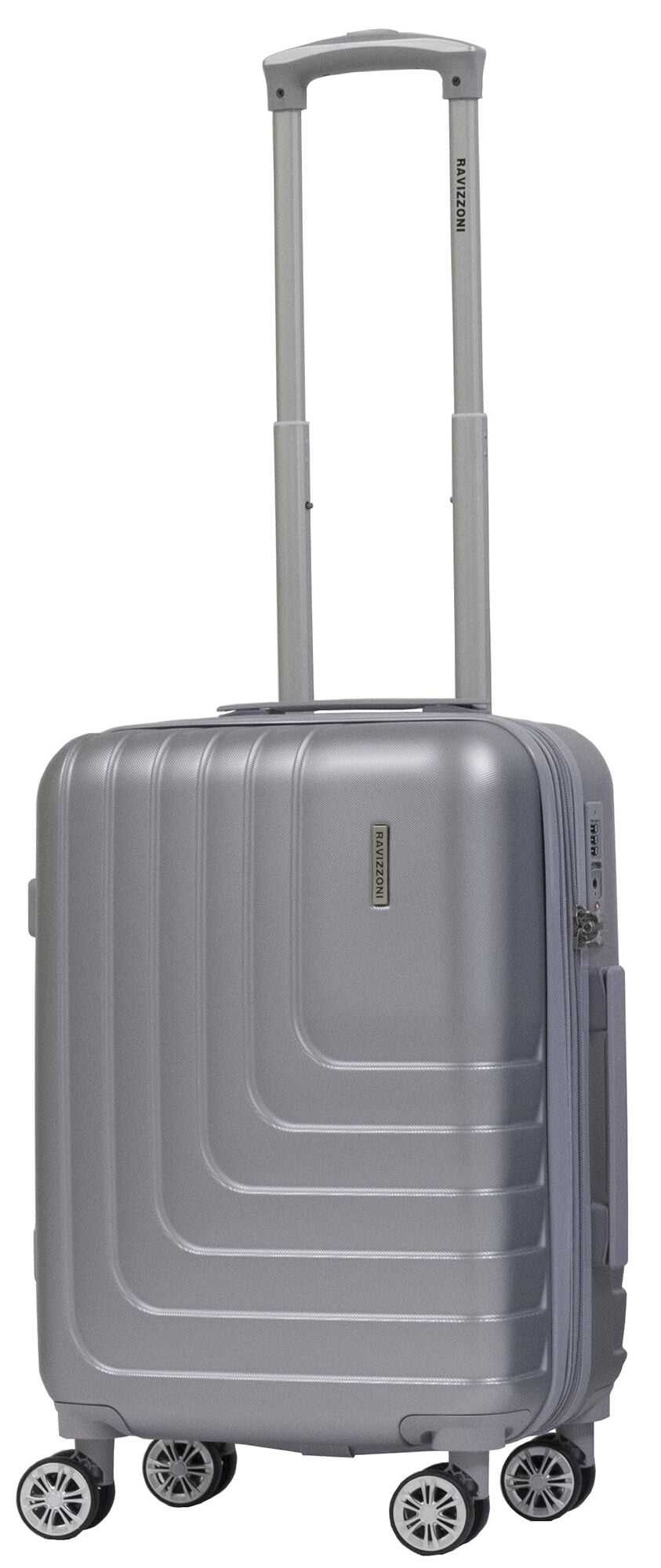 Set 3 Valigie Trolley Rigide in ABS 4 Ruote TSA Ravizzoni Titanio Silver