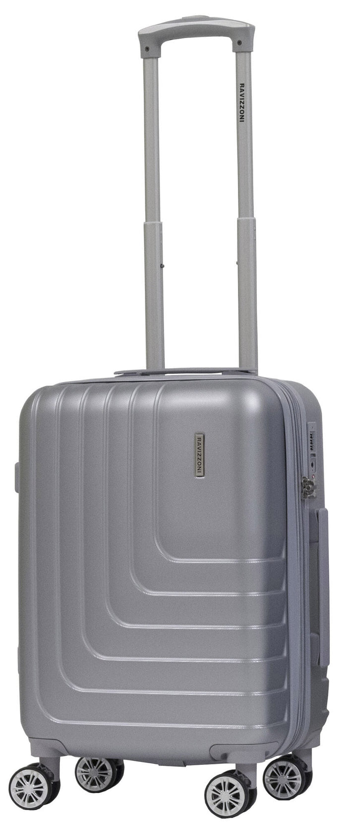 Set 3 Valigie Trolley Rigide in ABS 4 Ruote TSA Ravizzoni Titanio Silver