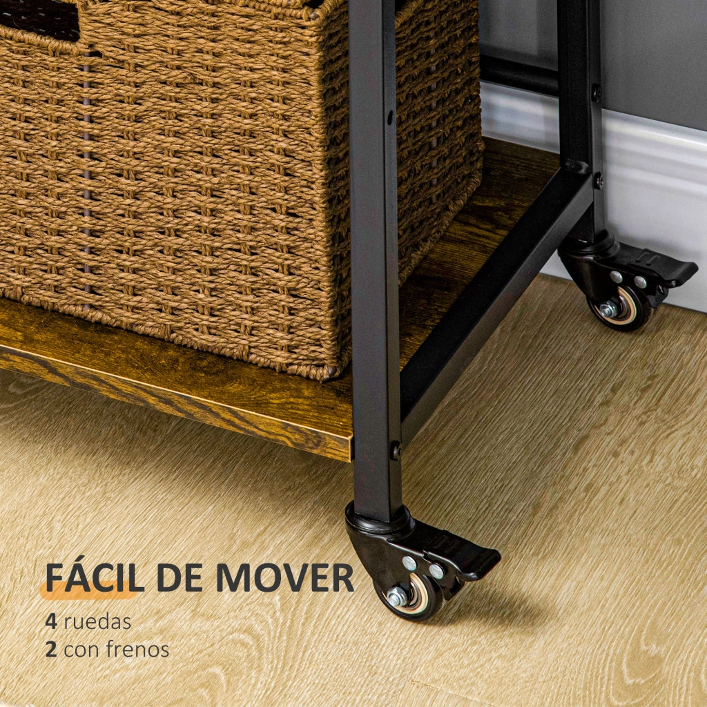 Carrello porta stampante con 3 ripiani ¨C Xylo ¨C Legno marrone rustico 50x35x100,5 cm