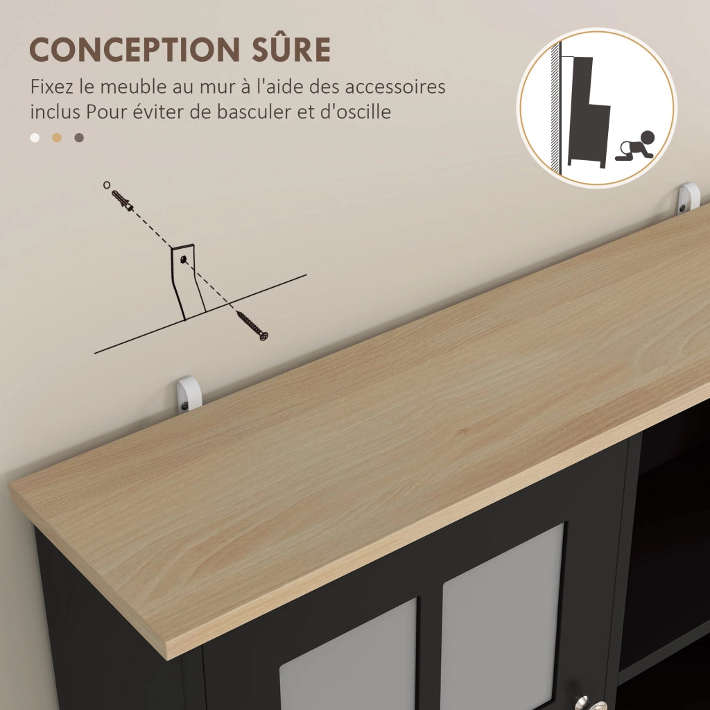 Credenza ¨C Zephmum ¨C Legno effetto quercia nero 80x37x183 cm