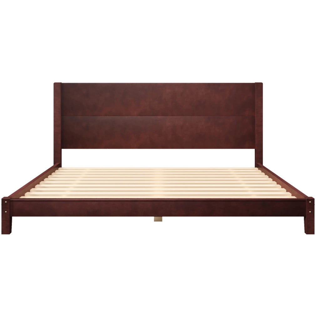 Letto piattaforma 180x200 cm con testiera e rete a doghe, marrone