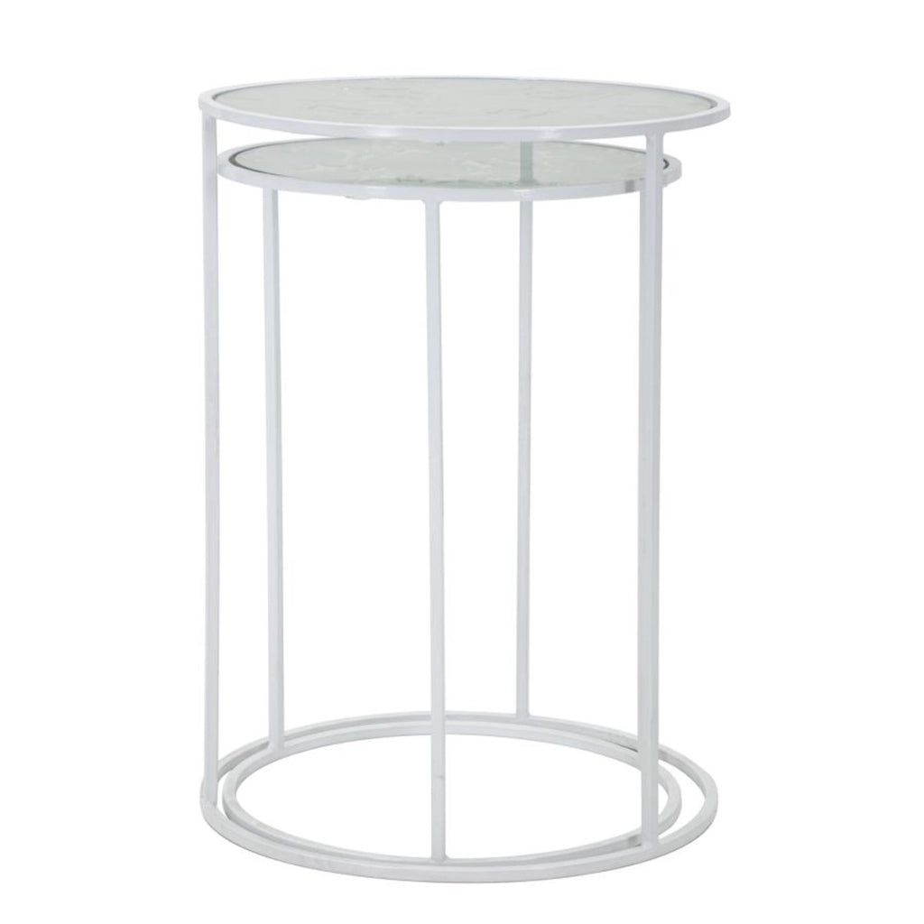 Set di Tavolini VKH556, Bianco, Metallo, 43x43x60 cm
