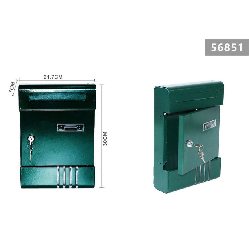 Trade Shop - Cassetta Postale In Metallo Portalettere Con Chiave Buca Posta H2803 Verde 56851 -