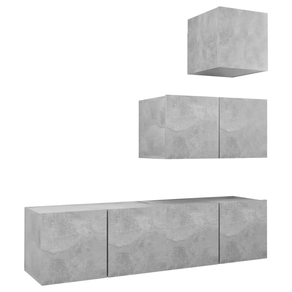 Set Porta TV 4 pz Grigio Cemento in Truciolato  cod mxl 39274