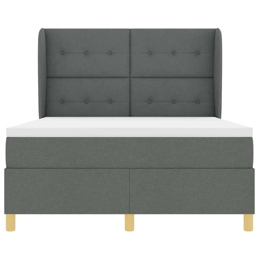 Letto a molle con materasso Grigio scuro 200 x 140 cm Tessuto 3340754