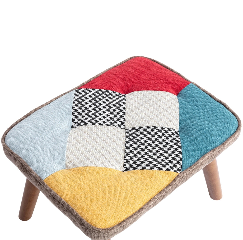 Set poltrona con poggiapiedi con cuscino per schiena in schiuma multicolore