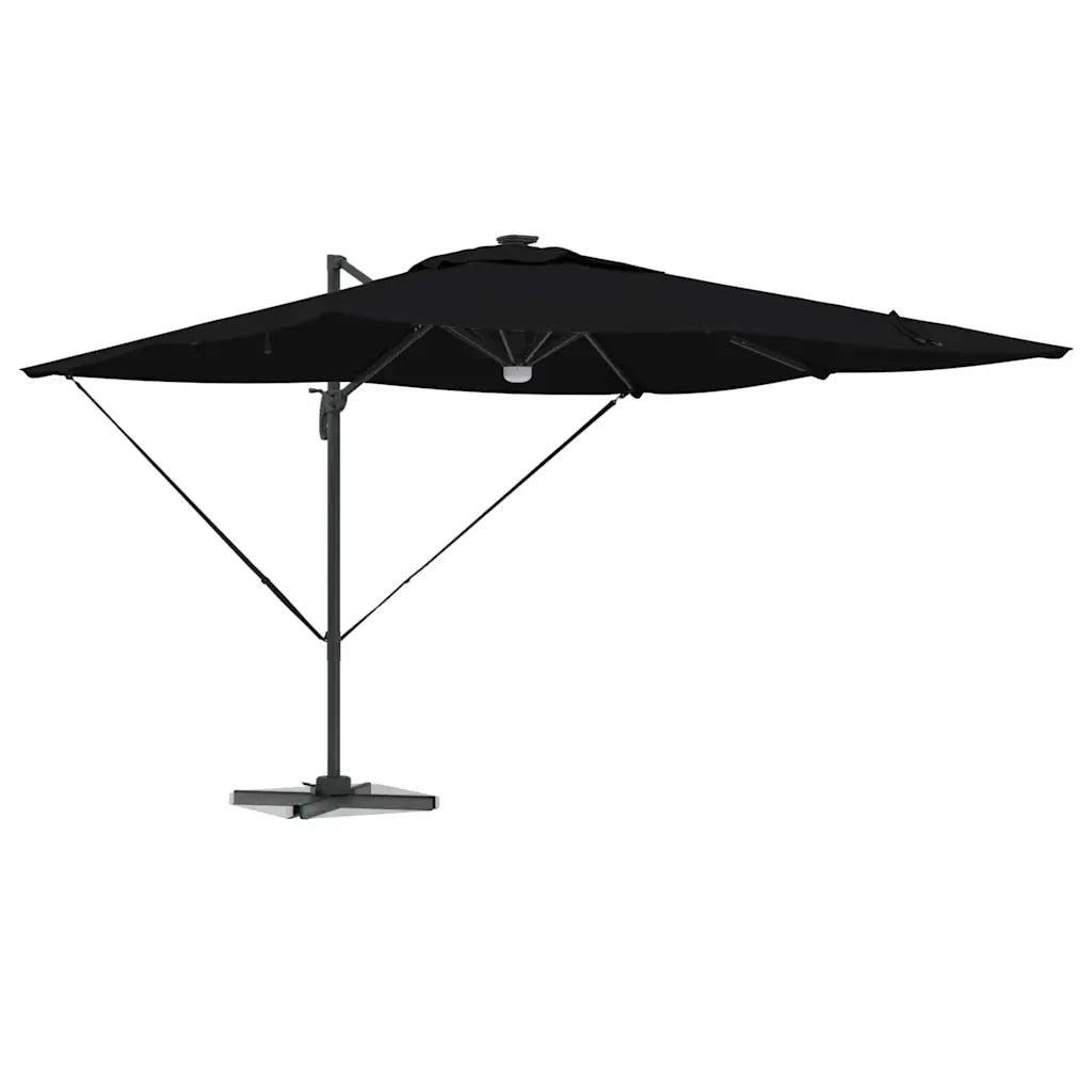 Parasole Roma-Ombrellone da giardino Nero 286 x 284 x 270 cm Alluminio e Poliestere