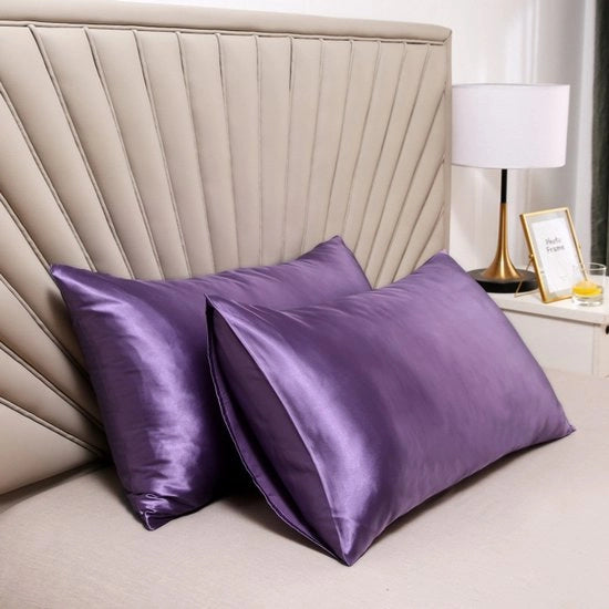 Cuscino a doppia faccia in seta - cuscino morbido e soffice - chiusura a sacco - protetto contro allergie e parassiti - protegge capelli e pelle dai rughe - 51x66cm - colore scuro viola