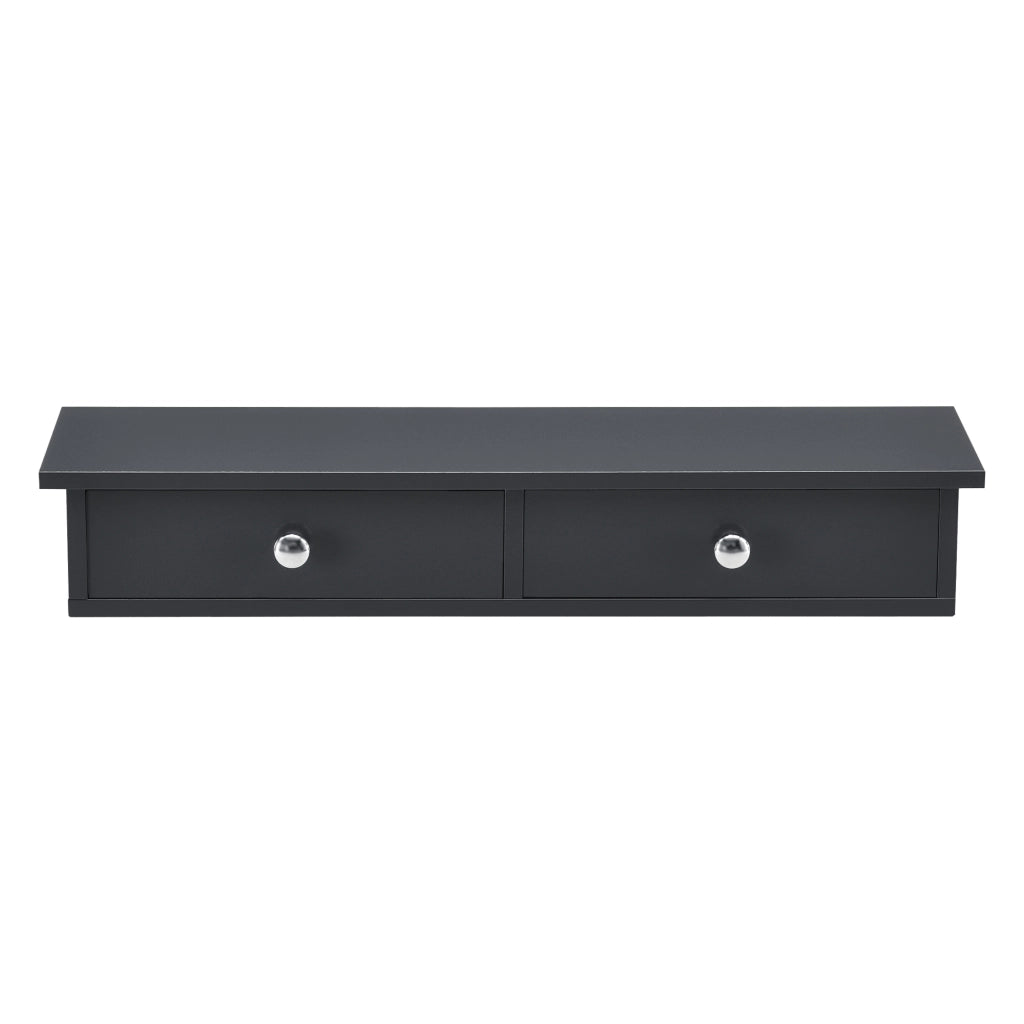 Mensola da Parete Geeste Comodino Sospeso con 2 Cassetti 60 x 15 x 10 cm - Grigio Scuro [en.casa]