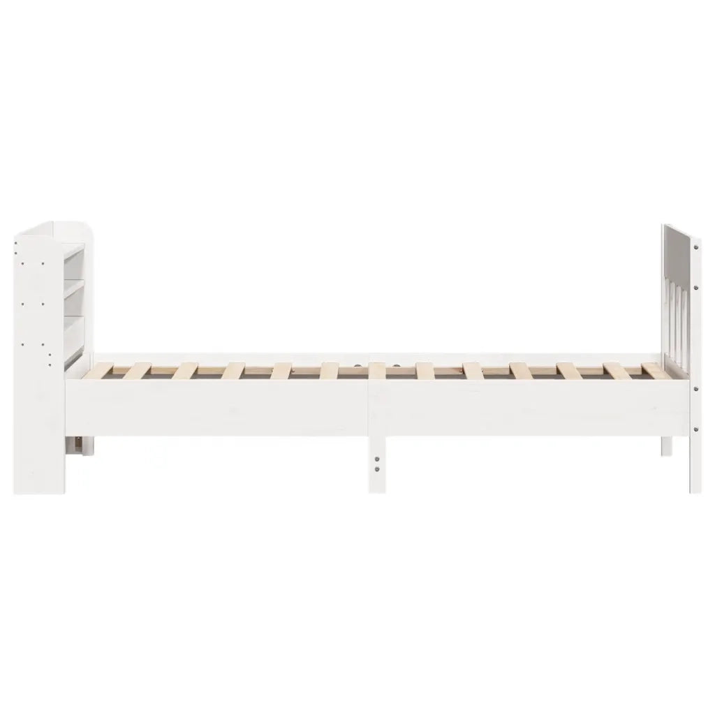 Letto senza Materasso Bianco 75x190 in Legno Massello di Pino