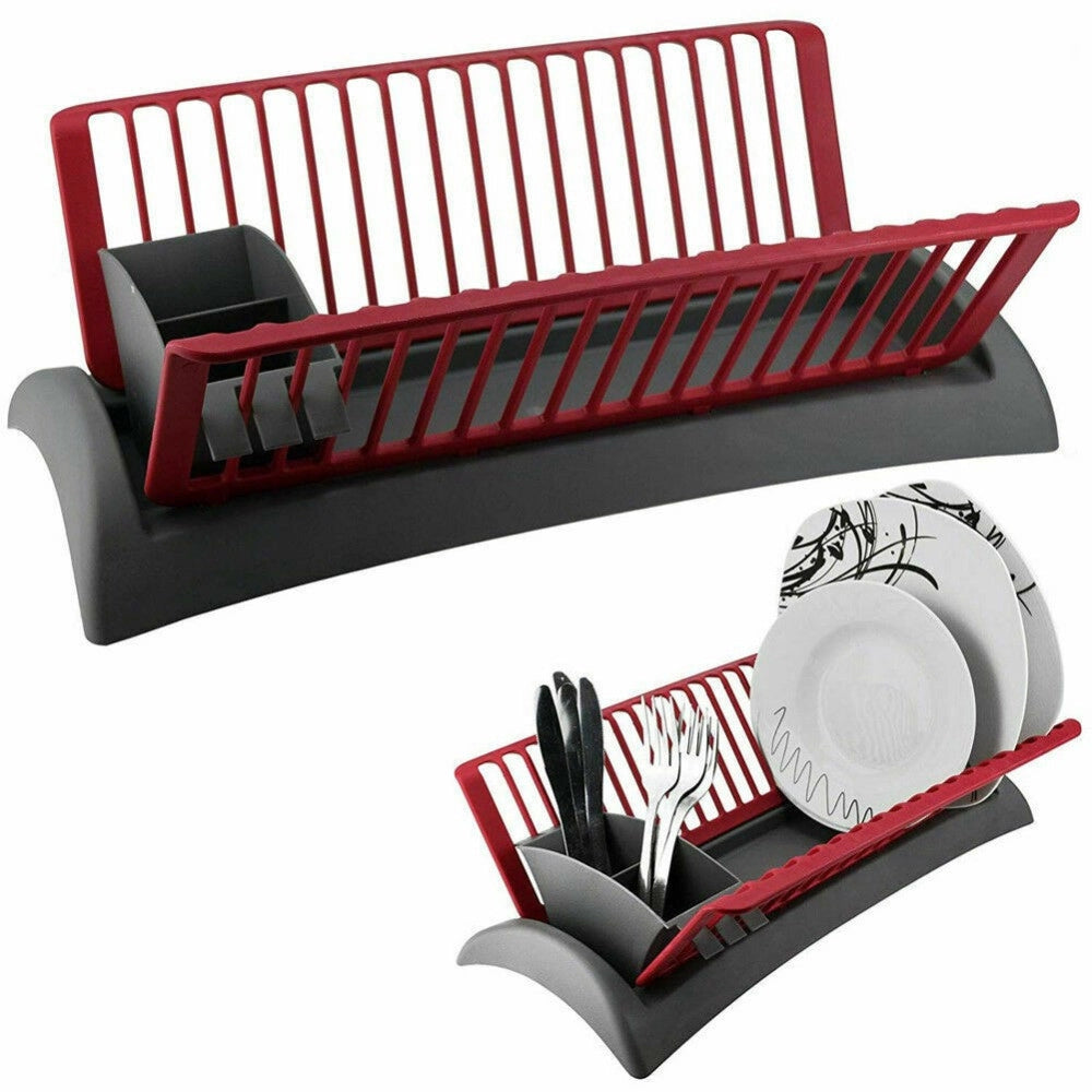 Trade Shop - Scolapiatti Cola Piatti In Plastica Con Scola Posate Cucina 46 X 26 X 14 Cm -