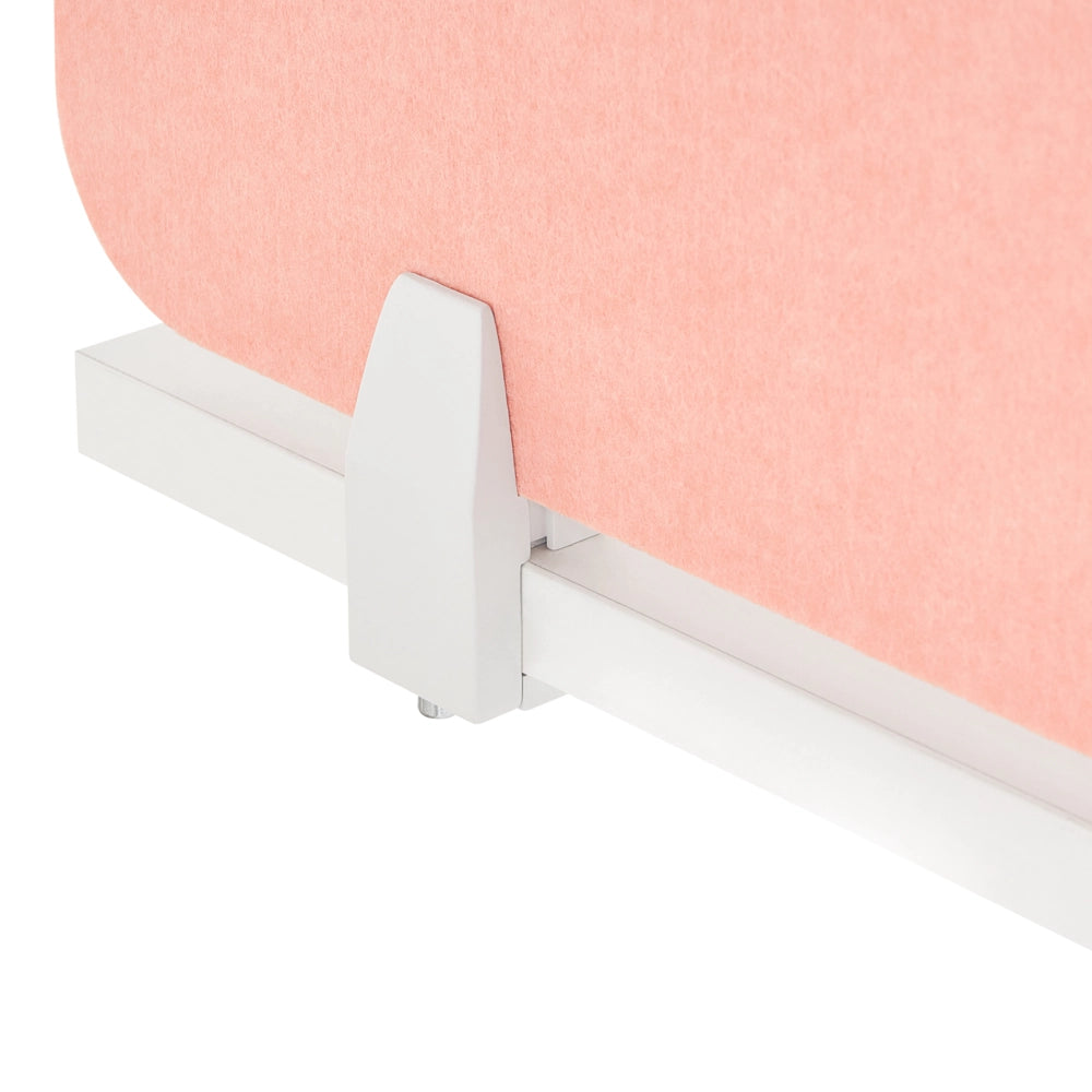 Divisorio da scrivania in PET con rivestimento in tessuto 180 x 50 cm rosa chiaro Schermo acustico Morsetti di montaggio modulari Casa Ufficio