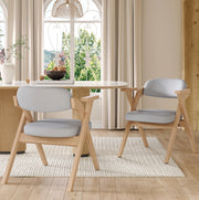 Set di 2 sedie da pranzo pieghevoli in legno massiccio; rivestimento in lino grigio