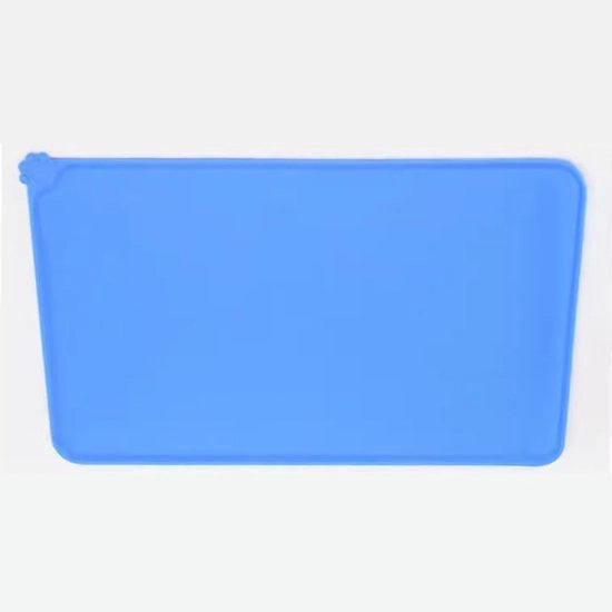 Mat di silicone per animali domestici, bordi rialzati per evitare di lasciare macchie, facile da pulire, piastra antiscivolo per cani e gatti per evitare di lasciare rifiuti dai contenitori di cibo e acqua sul pavimento (48*30cm) - blu