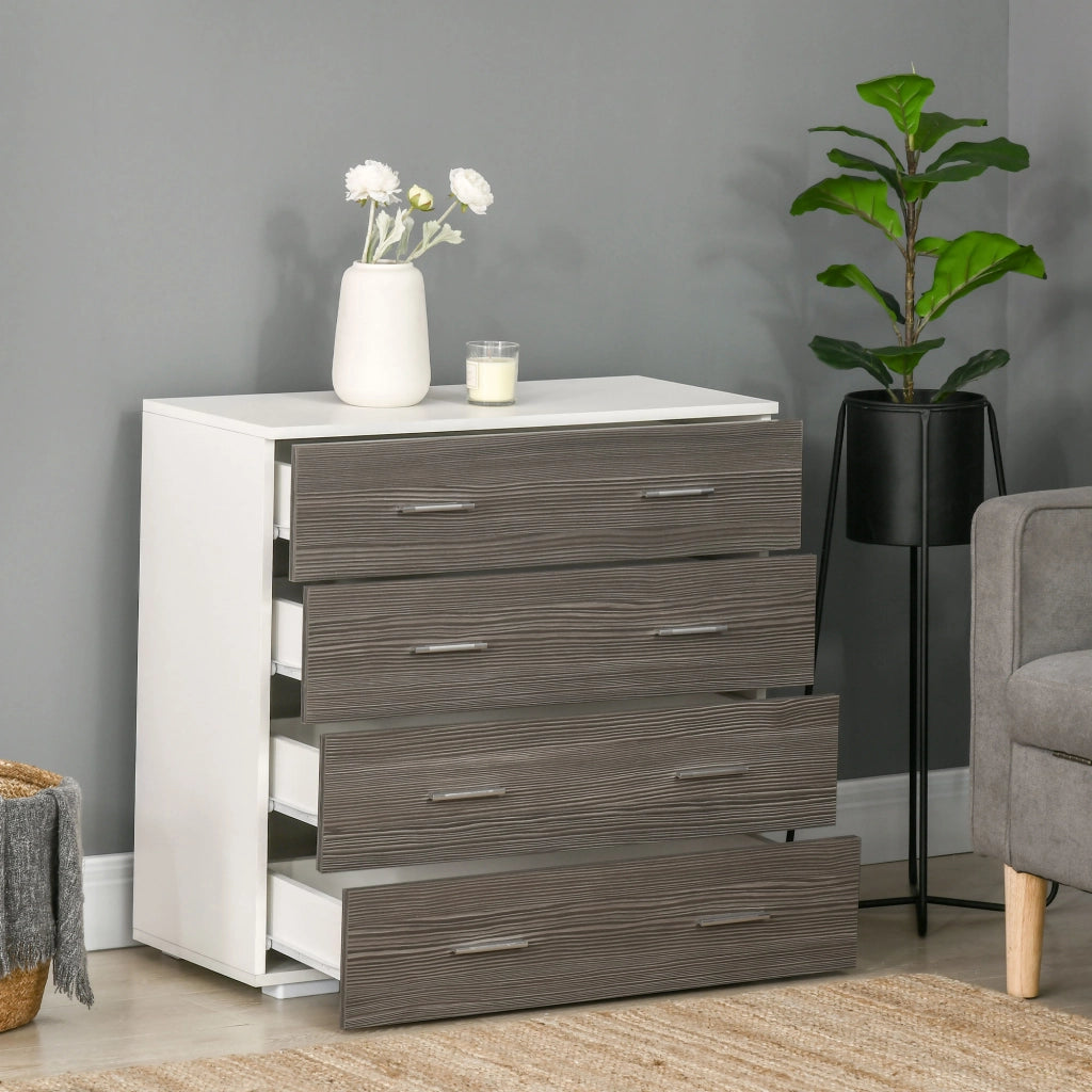 Cassettiera 4 cassetti moderno ¨C zephmum ¨C bianco grigio 76x35x72 cm