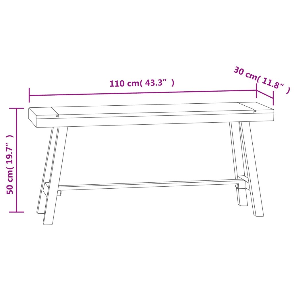 Panchina 110 cm in Legno Massello di Teak 340743