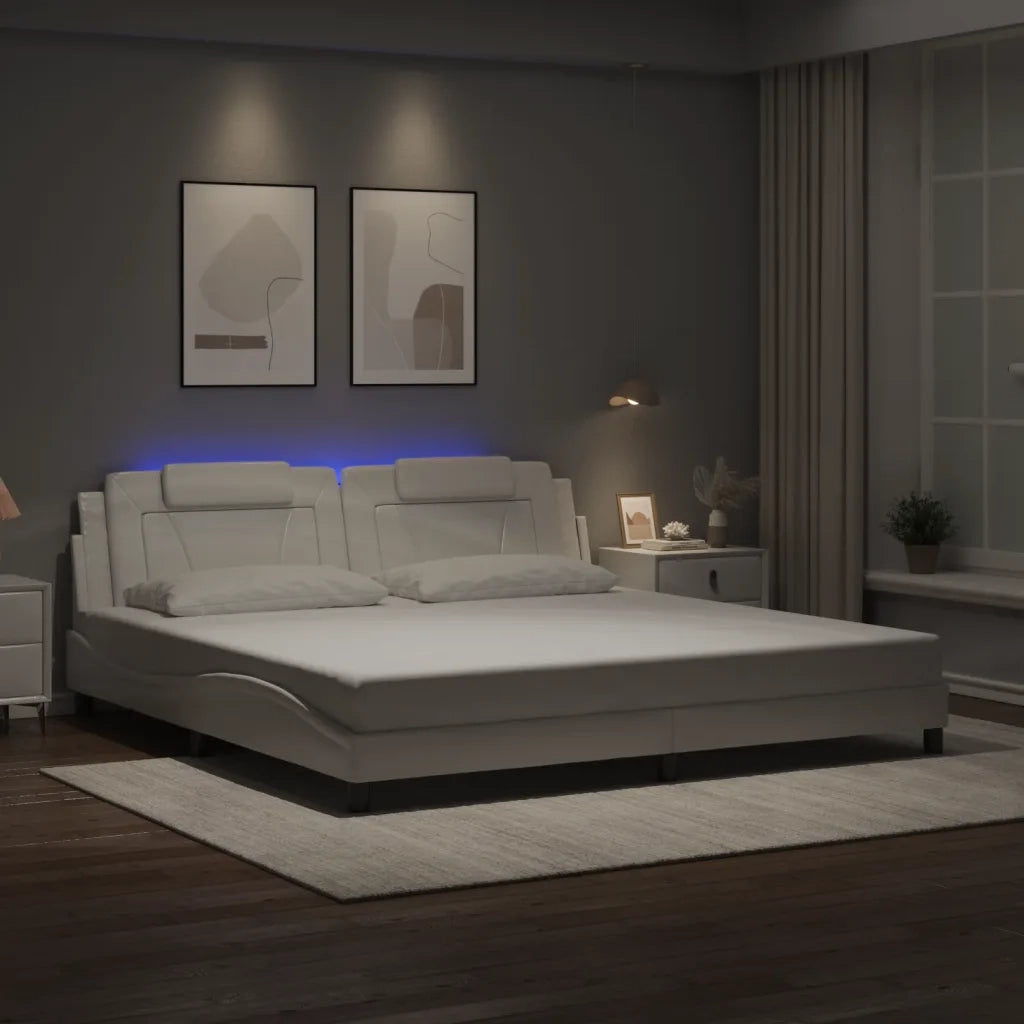 vidaXL Giroletto con Luci LED Bianco 200x200 cm in Similpelle