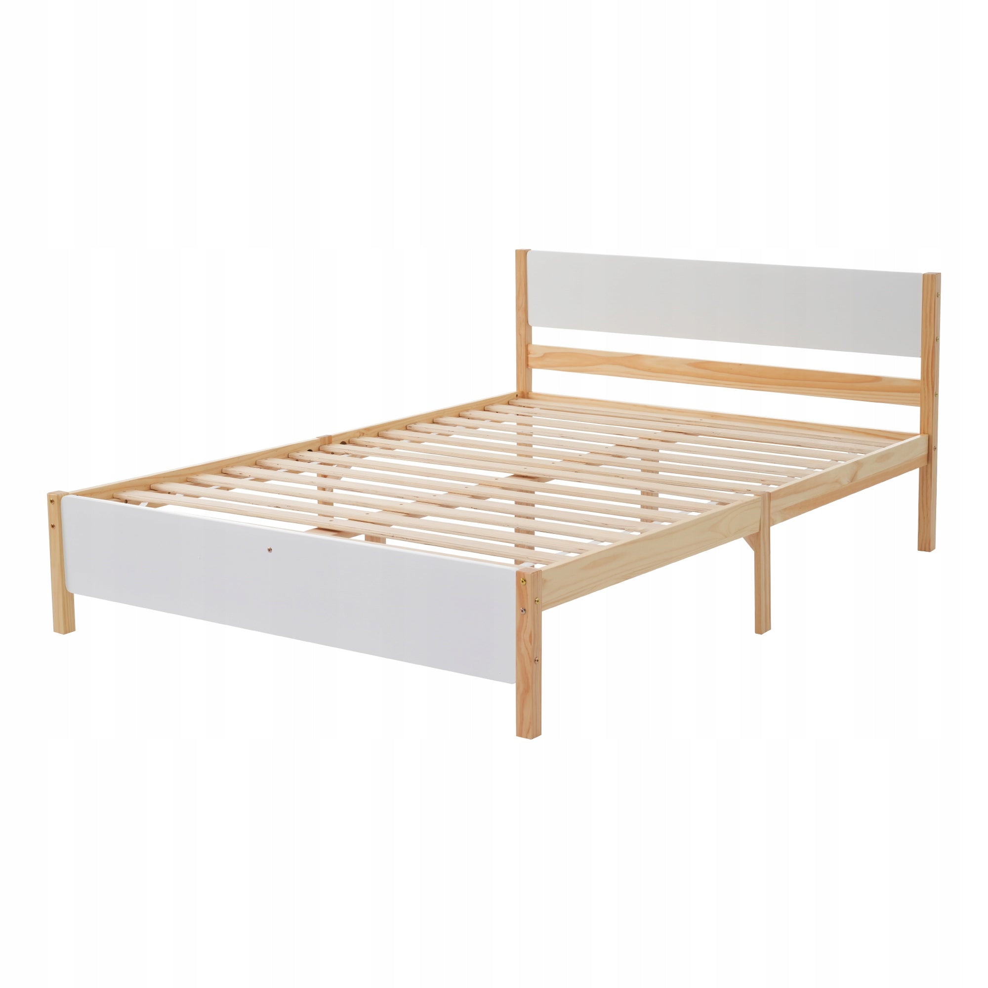 Letto matrimoniale con testiera - Xylo - 140x200 - Bianco+Legno
