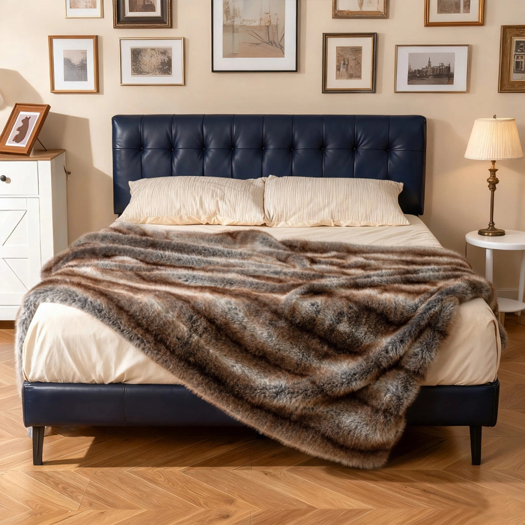 Coperta in pelliccia sintetica morbida e soffice pelliccia sintetica di volpe, Coperta plaid di lusso spesso caldo per letto-Coperta
